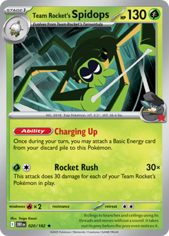 Team Rocket's Spidops z edície Destined Rivals, karta č.20