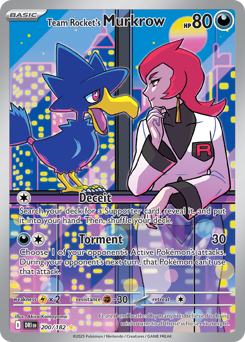 Team Rocket's Murkrow z edície Destined Rivals, karta č.200