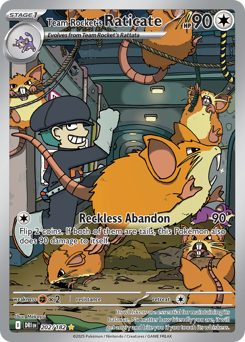 Team Rocket's Raticate z edície Destined Rivals, karta č.202