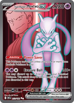 Team Rocket's Mewtwo ex z edície Destined Rivals, karta č.213