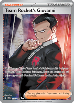 Team Rocket's Giovanni z edície Destined Rivals, karta č.225