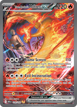 Team Rocket's Moltres ex z edície Destined Rivals, karta č.229