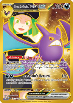 Team Rocket's Crobat ex z edície Destined Rivals, karta č.242