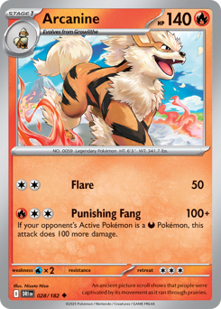 Arcanine z edície Destined Rivals, karta č.28