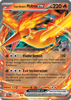 Team Rocket's Moltres ex z edície Destined Rivals, karta č.31