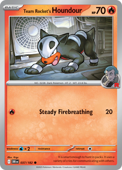 Team Rocket's Houndour z edície Destined Rivals, karta č.37