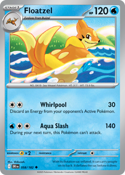 Floatzel z edície Destined Rivals, karta č.58