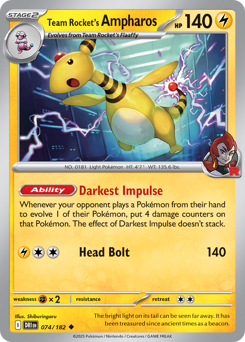 Team Rocket's Ampharos z edície Destined Rivals, karta č.74