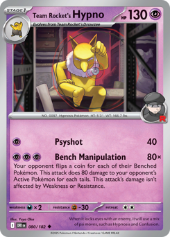 Team Rocket's Hypno z edície Destined Rivals, karta č.80