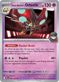Team Rocket's Orbeetle z edície Destined Rivals, karta č.89