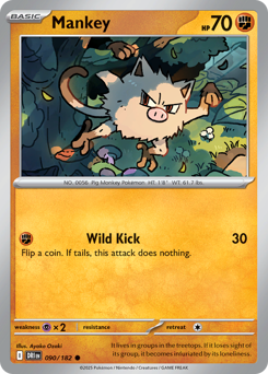 Mankey z edície Destined Rivals, karta č.90