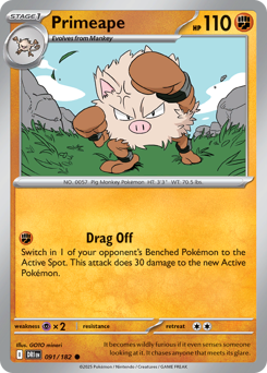 Primeape z edície Destined Rivals, karta č.91