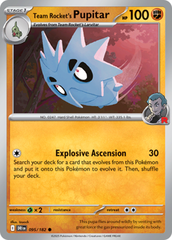 Team Rocket's Pupitar z edície Destined Rivals, karta č.95