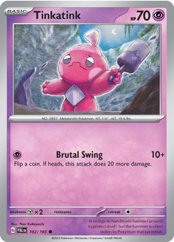 Tinkatink z edície Paldea Evolved, karta č.102