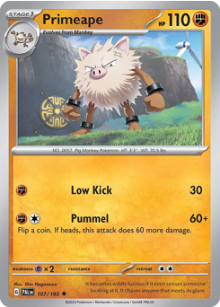 Primeape z edície Paldea Evolved, karta č.107