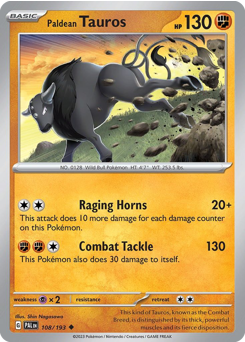 Paldean Tauros z edície Paldea Evolved, karta č.108