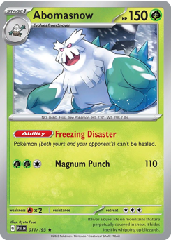 Abomasnow z edície Paldea Evolved, karta č.11