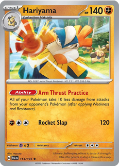 Hariyama z edície Paldea Evolved, karta č.113