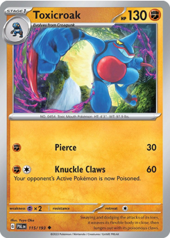 Toxicroak z edície Paldea Evolved, karta č.115