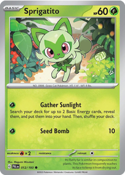 Sprigatito z edície Paldea Evolved, karta č.12