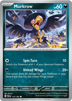 Murkrow z edície Paldea Evolved, karta č.131