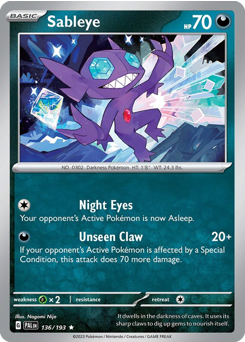Sableye z edície Paldea Evolved, karta č.136
