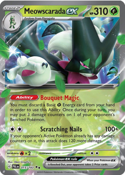 Meowscarada ex z edície Paldea Evolved, karta č.15