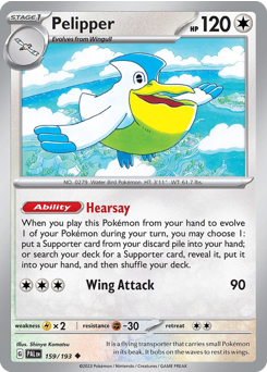 Pelipper z edície Paldea Evolved, karta č.159