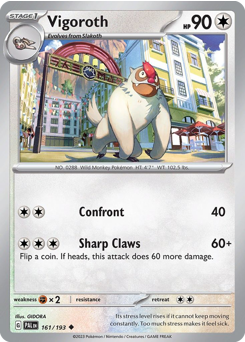 Vigoroth z edície Paldea Evolved, karta č.161