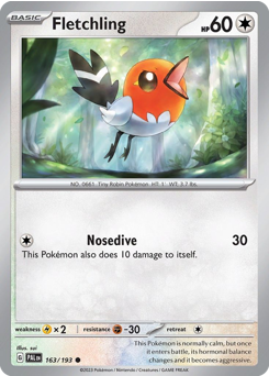 Fletchling z edície Paldea Evolved, karta č.163