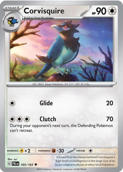 Corvisquire z edície Paldea Evolved, karta č.165