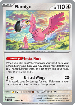 Flamigo z edície Paldea Evolved, karta č.170