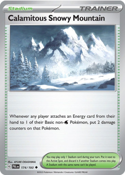 Calamitous Snowy Mountain z edície Paldea Evolved, karta č.174