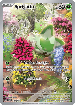 Sprigatito z edície Paldea Evolved, karta č.196