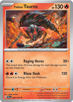 Paldean Tauros z edície Paldea Evolved, karta č.28