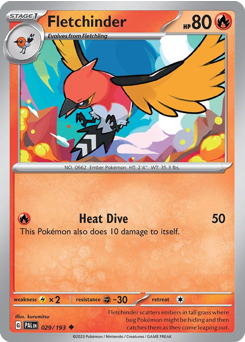 Fletchinder z edície Paldea Evolved, karta č.29
