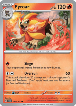Pyroar z edície Paldea Evolved, karta č.32