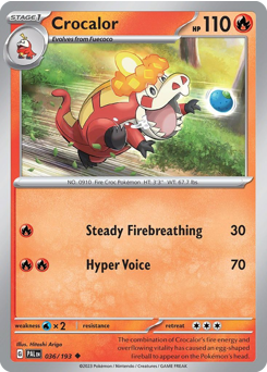 Crocalor z edície Paldea Evolved, karta č.36