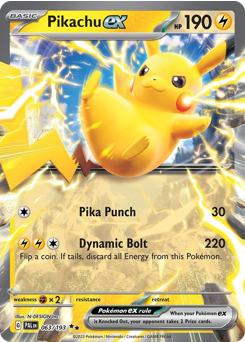 Pikachu ex z edície Paldea Evolved, karta č.63