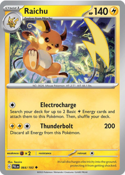 Raichu z edície Paldea Evolved, karta č.64