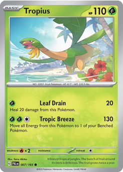 Tropius z edície Paldea Evolved, karta č.7