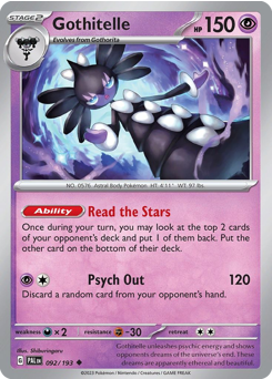 Gothitelle z edície Paldea Evolved, karta č.92