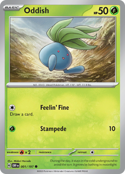 Oddish z edície Obsidian Flames, karta č.1