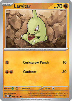 Larvitar z edície Obsidian Flames, karta č.105