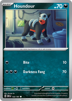Houndour z edície Obsidian Flames, karta č.132