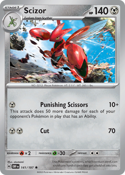 Scizor z edície Obsidian Flames, karta č.141