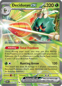 Decidueye ex z edície Obsidian Flames, karta č.15