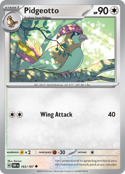Pidgeotto z edície Obsidian Flames, karta č.163