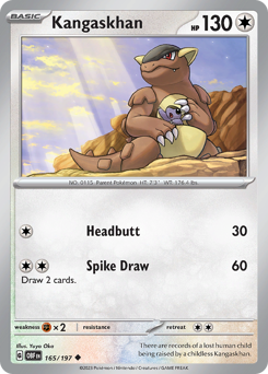 Kangaskhan z edície Obsidian Flames, karta č.165