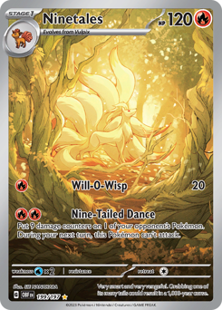 Ninetales z edície Obsidian Flames, karta č.199